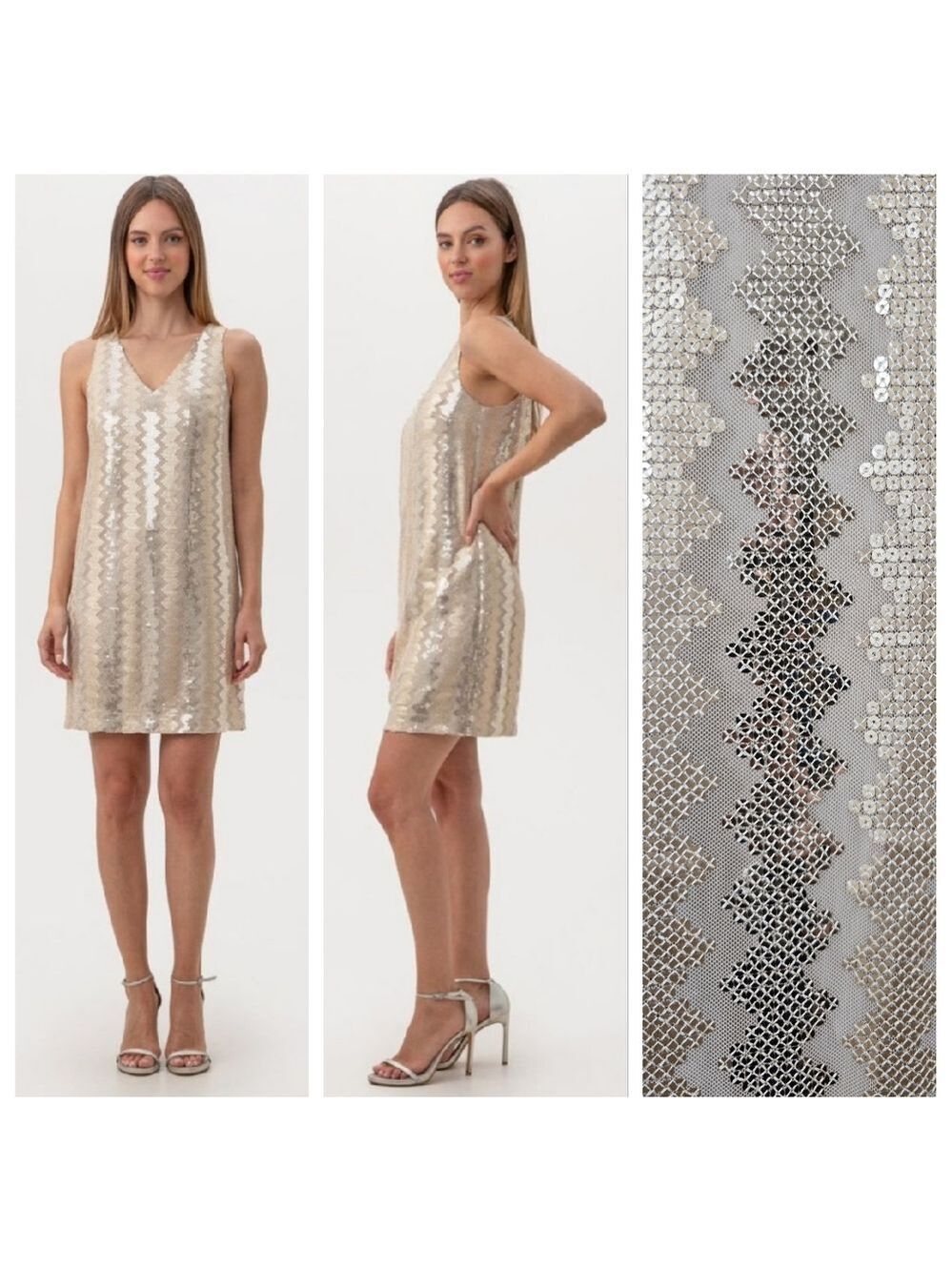 NWT Trina Turk Glitterati Zig Zag Sequin Dress